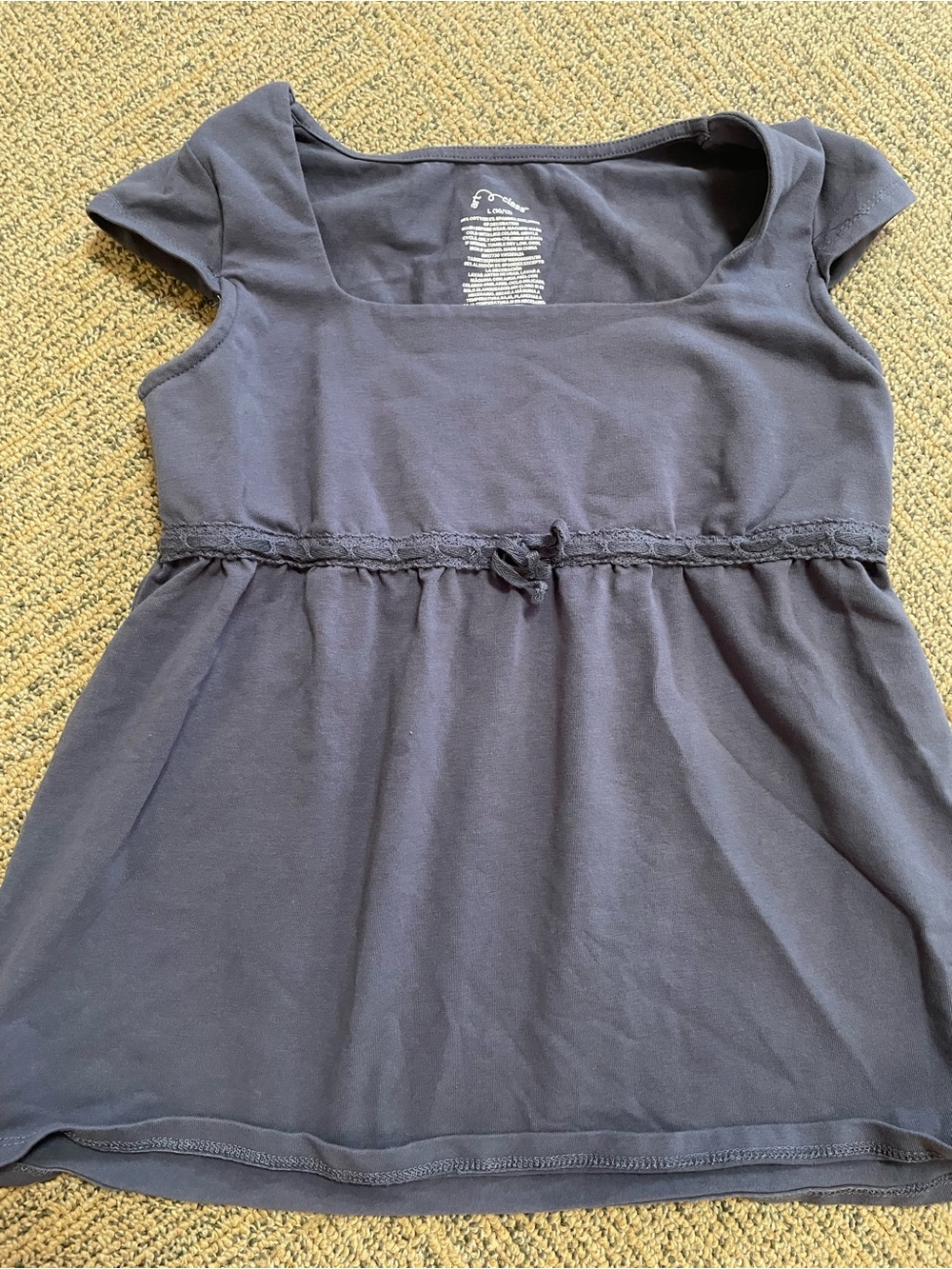 Girls Navy Blue Cap Sleeve Babydoll Top